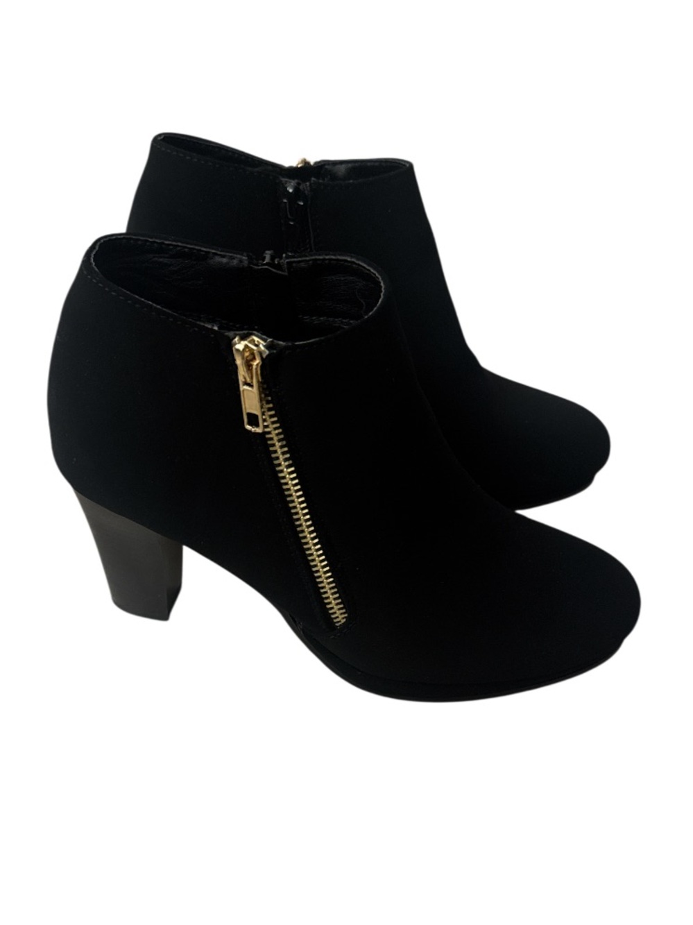 Mari A. Women's Black Ankle Booties with Gold Side Zipper - Size 7.5
